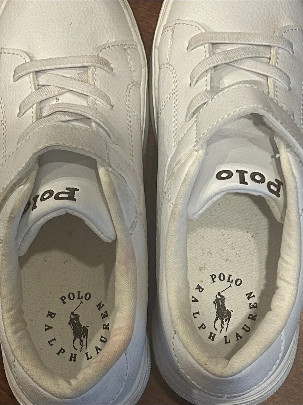 Ralph Lauren Polo Sutton Kids White Velcro & Lace Court Sneakers Size 1